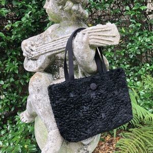 Black fuzzy purse